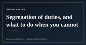 The three levels at which segregation of duties has to be established