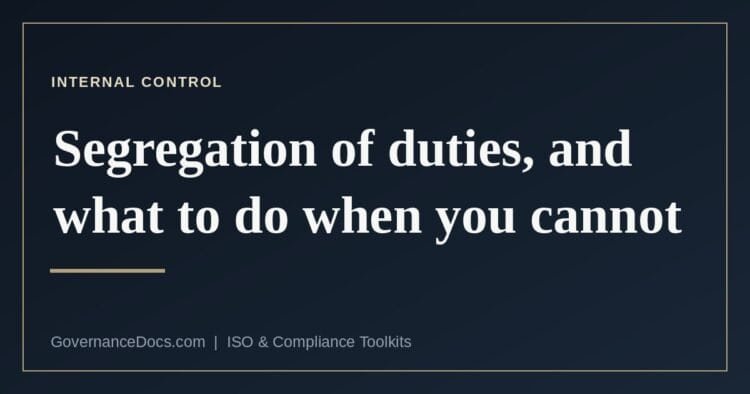 The three levels at which segregation of duties has to be established