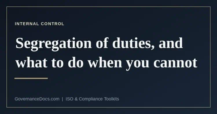 The three levels at which segregation of duties has to be established