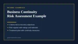 Business continuity risk assessment example with criteria and treatment plan.