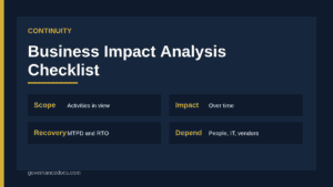 Business impact analysis checklist infographic