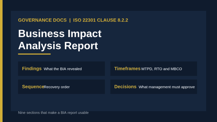 Business impact analysis report: nine sections from scope to management decisions