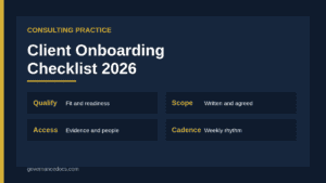 Compliance consulting client onboarding checklist cover
