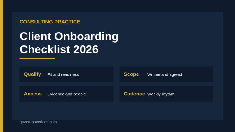 Compliance consulting client onboarding checklist cover