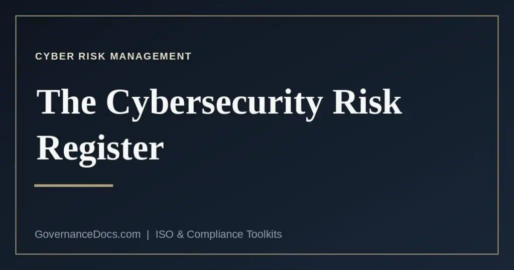 The cybersecurity risk register template elements