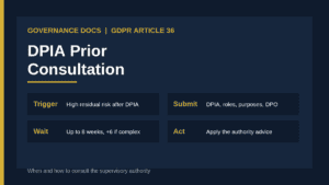 DPIA prior consultation: the GDPR Article 36 steps from high residual risk to regulator advice