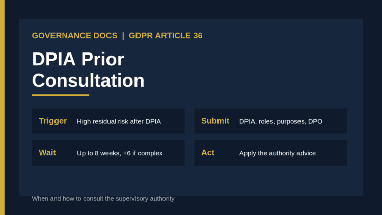 DPIA prior consultation: the GDPR Article 36 steps from high residual risk to regulator advice