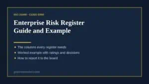 Enterprise Risk Register guide with columns, ratings, and reporting tips.