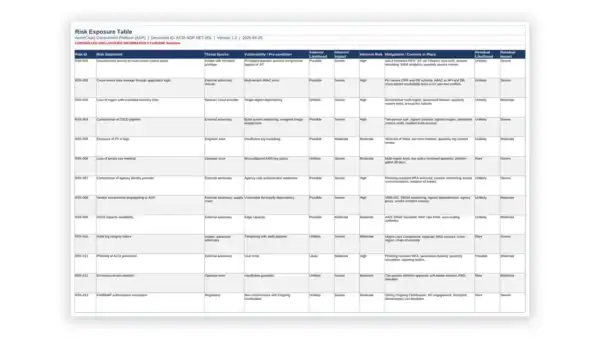 FedRAMP Toolkit sample: Risk Exposure Table workbook