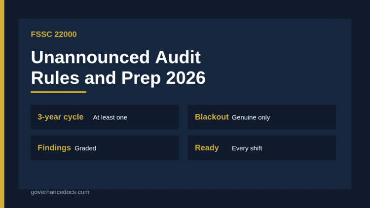FSSC 22000 unannounced audit rules and preparation