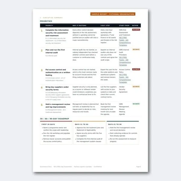 Sample governance report for organizational compliance and security.