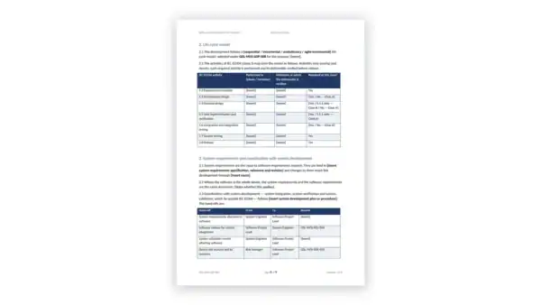 IEC 62304 Toolkit sample: GDL-MDS-SDP-002 - Software Development Plan Template