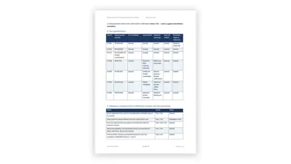 IEC 62304 Toolkit sample: GDL-MDS-SYS-002 - Software System Test Plan and Specification Template