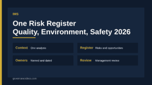 Integrated management system risk register guide cover