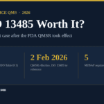 Infographic answering is ISO 13485 worth it in 2026 with audit days, QMSR date and MDSAP regulators