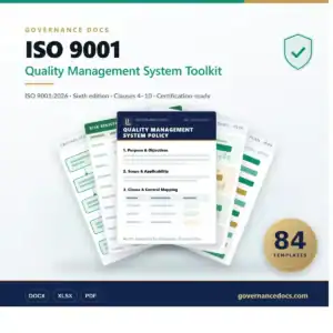ISO 9001 Toolkit — 84 templates for ISO 9001:2026