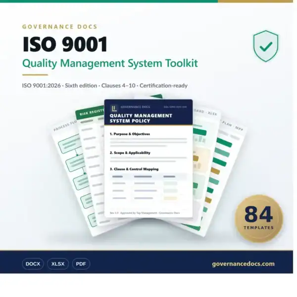 ISO 9001 Toolkit — 84 templates for ISO 9001:2026