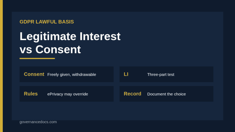 Legitimate interest vs consent comparison infographic