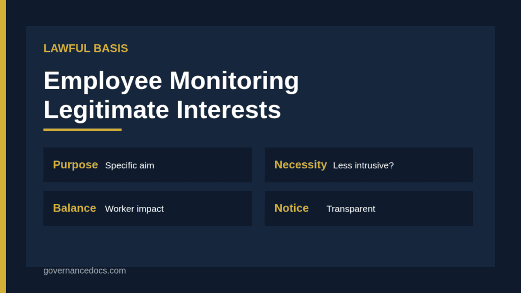 Employee monitoring legitimate interests assessment weighing employer and worker interests