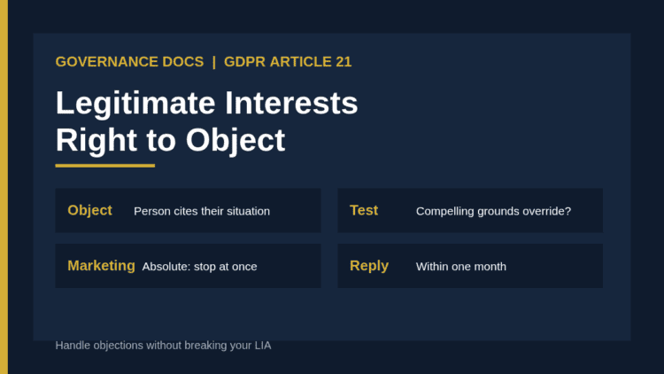 Legitimate interests right to object: the GDPR Article 21 decision flow