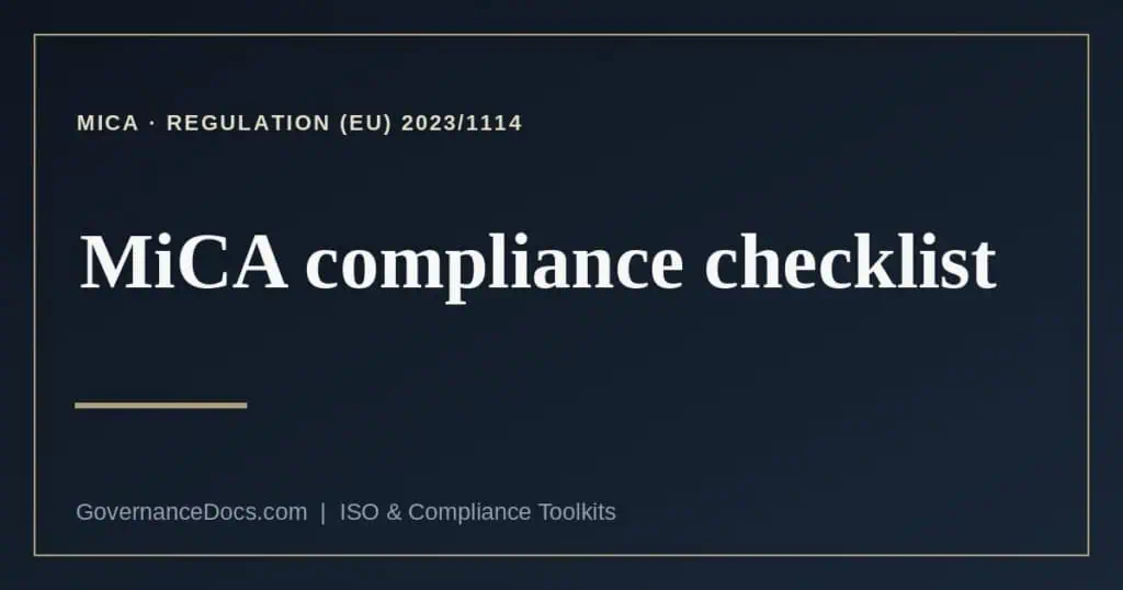 MiCA compliance checklist explained