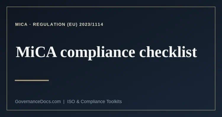 MiCA compliance checklist explained