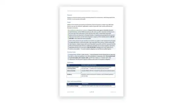 NERC CIP Toolkit sample — GDL-CIP-TRN-003 CIP-015 Internal Network Security Monitoring Readiness Guide