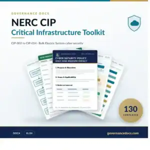 NERC CIP Toolkit — 130 CIP compliance templates covering the thirteen enforceable CIP standards