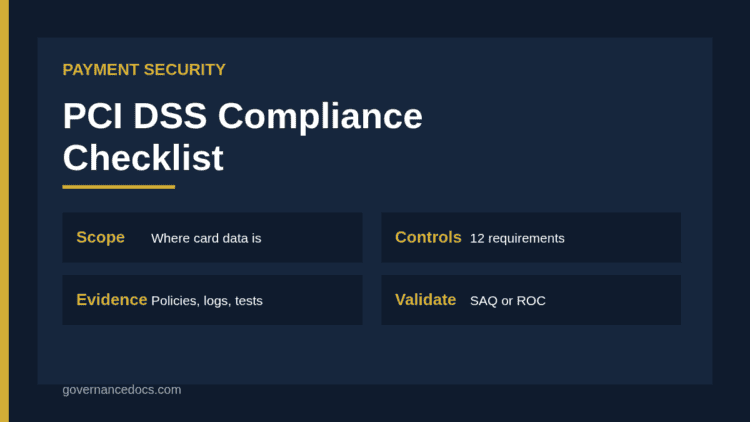 PCI DSS compliance checklist infographic