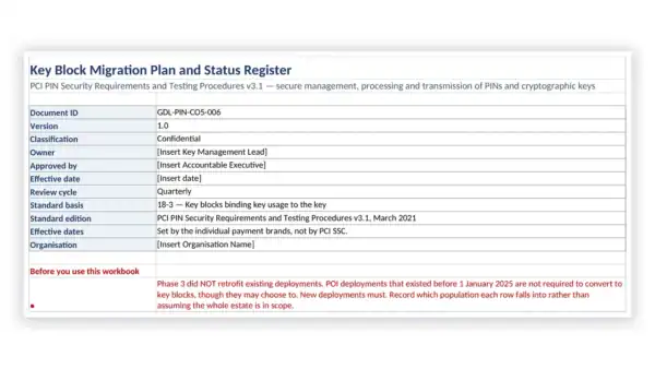 pci pin security toolkit 02 gdl pin co5 006 key block migration plan and status