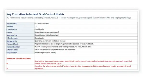 pci pin security toolkit 06 gdl pin fdn 008 key custodian roles and dual control
