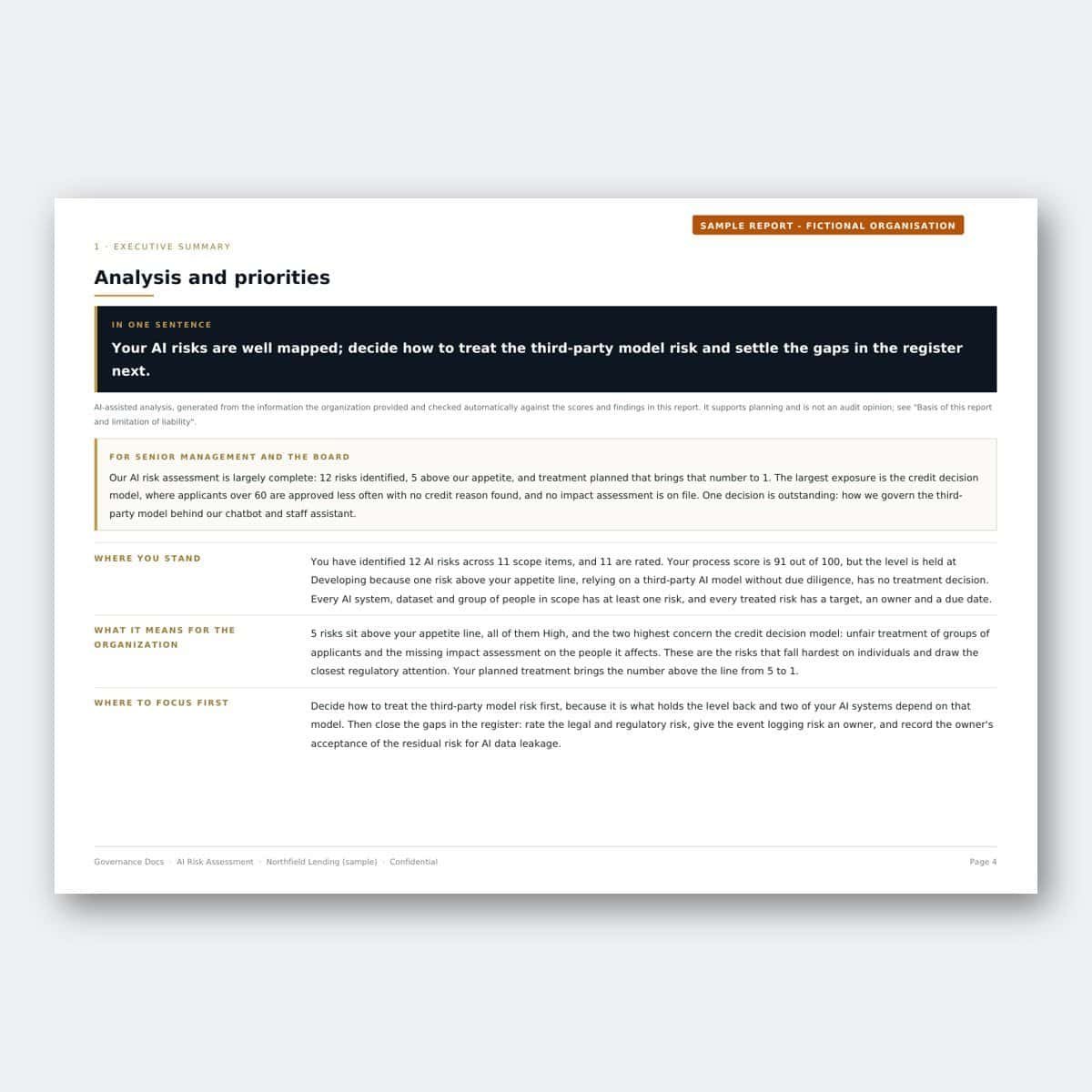 Governance Docs report on analysis and priorities for organizational risk management.