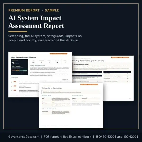 AI impact assessment report sample: screening, the AI system, safeguards and decision