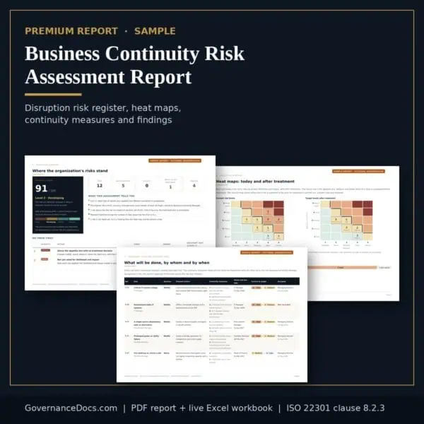 Business Continuity Risk Assessment Report sample