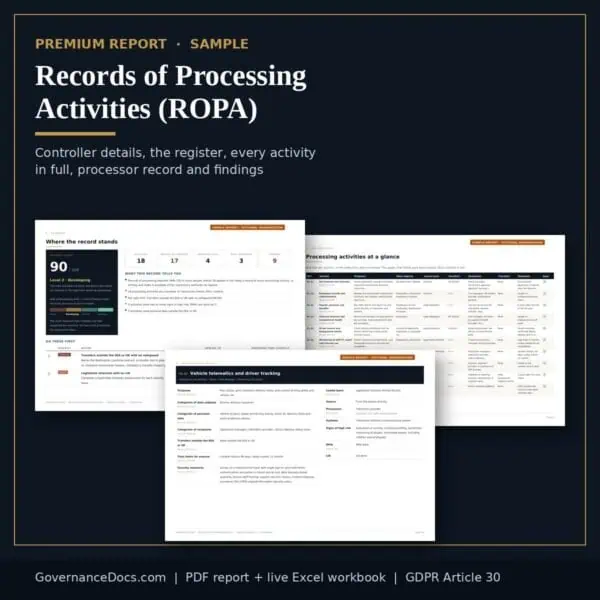 Records of processing activities (ROPA) report sample