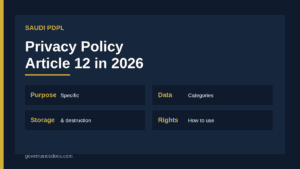 Saudi PDPL privacy policy Article 12 checklist
