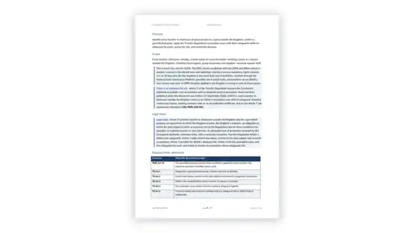 Saudi PDPL Toolkit sample: GDL-PDPL-XFR-001 - Cross-Border Transfer Procedure
