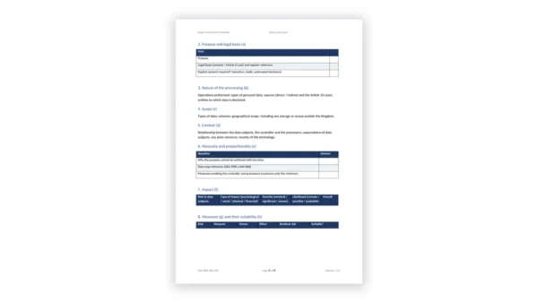 Saudi PDPL Toolkit sample: GDL-PDPL-REC-005 - Impact Assessment Template
