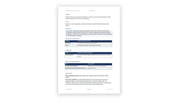 Saudi PDPL Toolkit sample: GDL-PDPL-TRN-003 - Collection Notice and Consent Statement