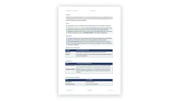 Saudi PDPL Toolkit sample: GDL-PDPL-PRO-001 - Processor Due Diligence Checklist