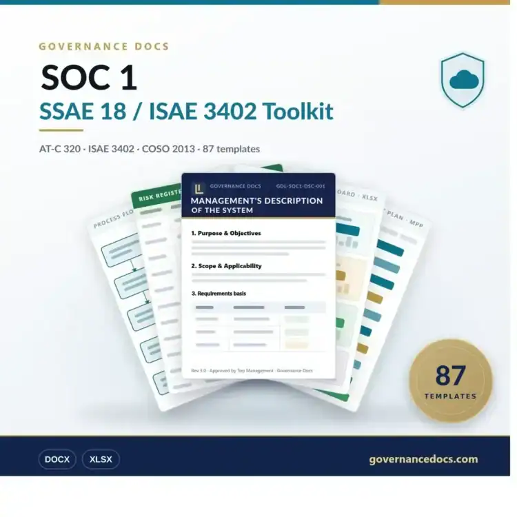 SOC 1 Toolkit - 87 SSAE 18 / ISAE 3402 service organization templates