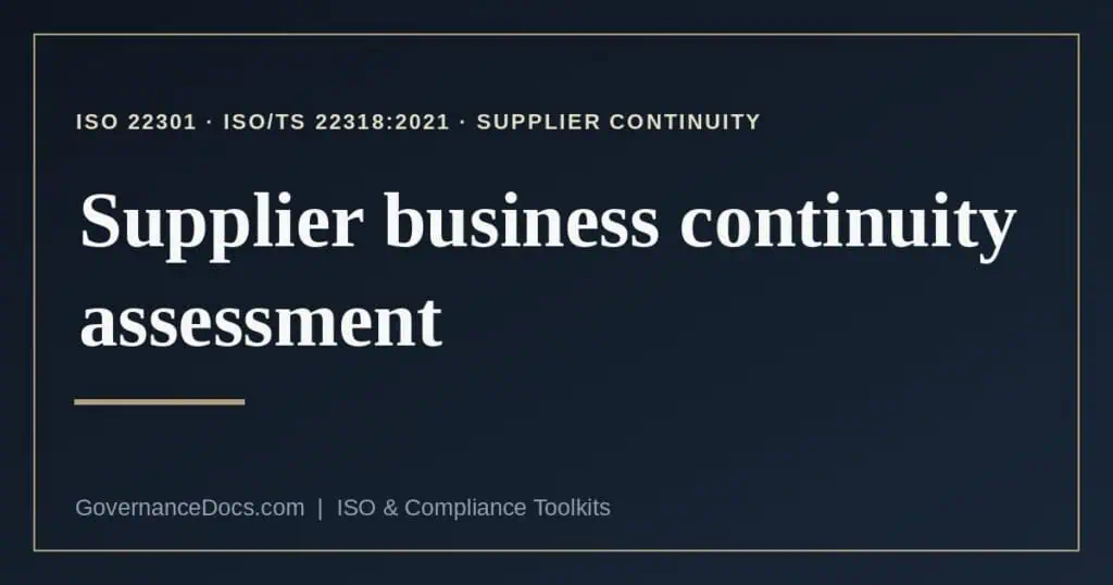 supplier business continuity assessment explained