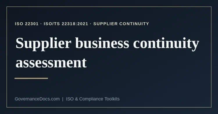 supplier business continuity assessment explained