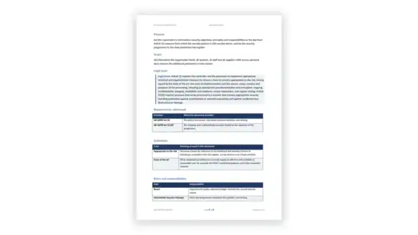 UK GDPR Toolkit sample: GDL-UKGDPR-SEC-001 - Information Security Policy