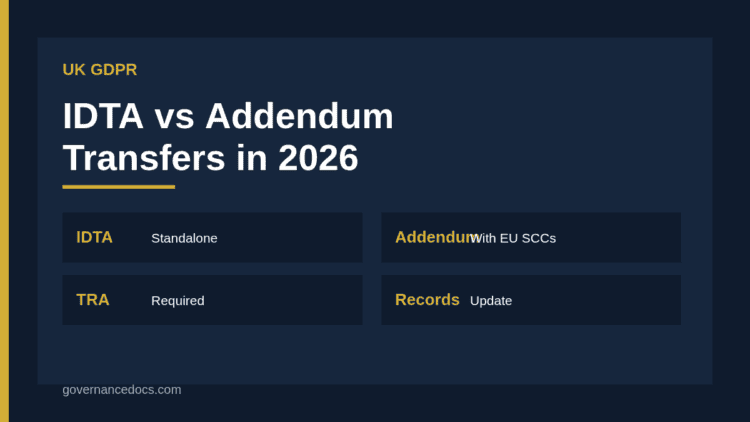 UK IDTA and Addendum international transfer tools comparison
