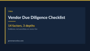 vendor due diligence checklist — Vendor Due Diligence Checklist: 14 Factors, Three Depths, One Evidence Rule (2026)