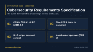 Cybersecurity requirements specification outline for IEC 62443-3-2 zones, conduits and SL-T