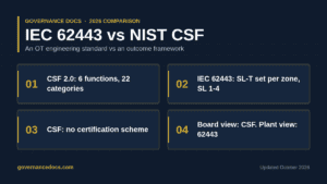 IEC 62443 vs NIST CSF comparison of scope, certification and mapping for OT security