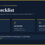 incident response checklist — Prepare, Detect, Respond, Recover, Improve, each traced to Rev. 3