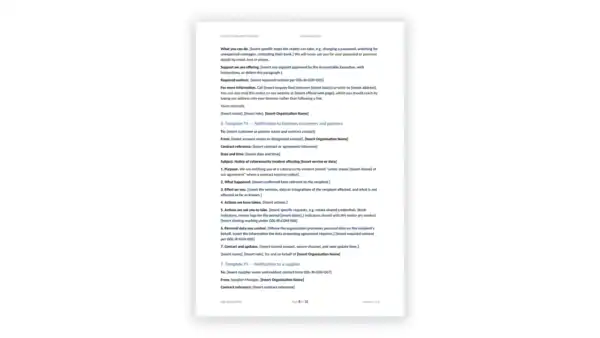Incident Response Toolkit sample: GDL-IR-COM-004 - Incident Notification Templates